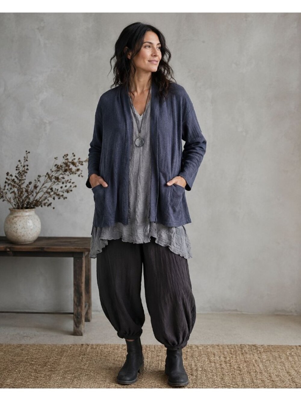 Habitat Blue Open Front Cardigan Sweater Women’s Pockets Size Small